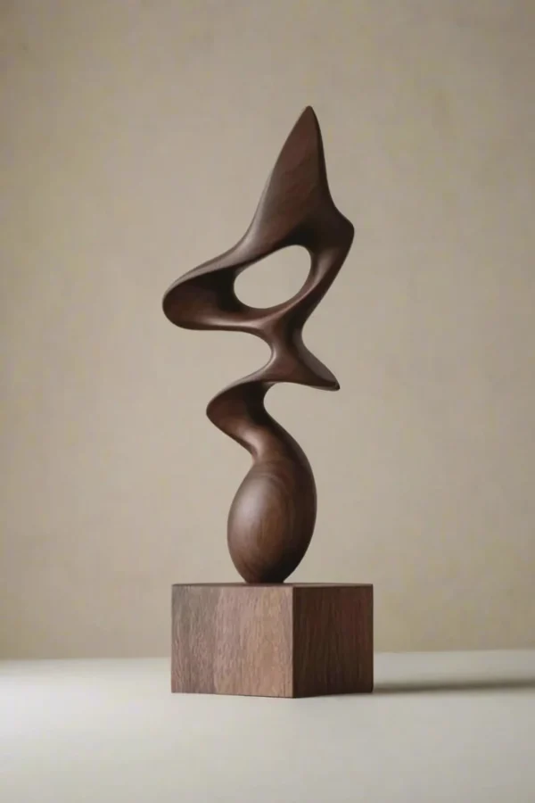 Abstract Wooden Sculpture Handmade Home Decor Accent Minimalist Abstract Wood Art Solid Wood Art Decor Handcrafted Abstract Wood Carving