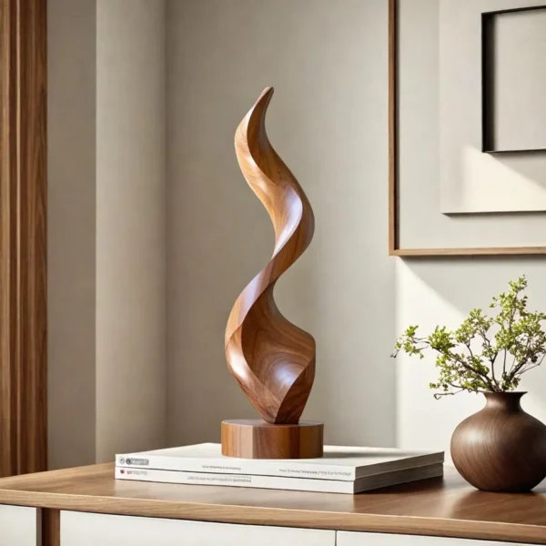 Abstract Hand Carved Art Organic Modern Decor Minimalist Wooden Accent Home Tabletop Decor Minimal Abstract Sculpture Solid Wood Home Decor - Image 2