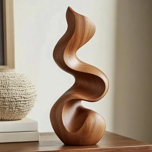 Abstract Wooden Sculpture Handmade Home Decor Accent Minimalist Abstract Wood Art Solid Wood Art Decor Handcrafted Abstract Wood Carving