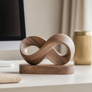 Abstract Wooden Sculpture Handmade Home Decor Accent Minimalist Abstract Wood Art Mobius Strip Wood Sculpture Abstract Infinity Desk Decor
