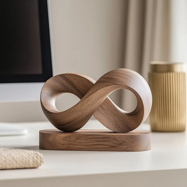 Abstract Wooden Sculpture Handmade Home Decor Accent Minimalist Abstract Wood Art Mobius Strip Wood Sculpture Abstract Infinity Desk Decor